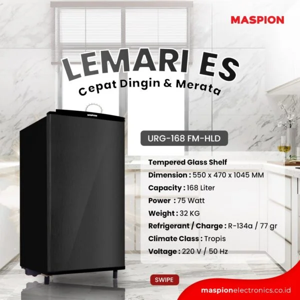 Maspion Kulkas 1 Pintu URG-168FM-HLD
