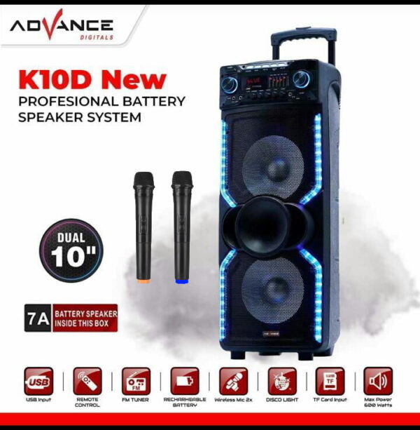 Advance Speaker Portable dual 10" K10D