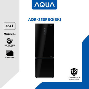 Aqua Kulkas 2 Pintu Inverter Freezer Bawah AQR-350RBG-BK